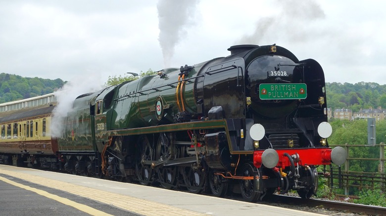 British Pullman train stopped at station