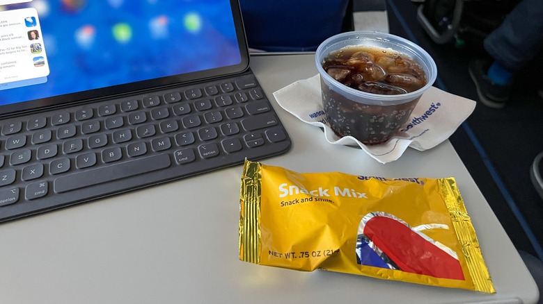 Airplane drink and snack
