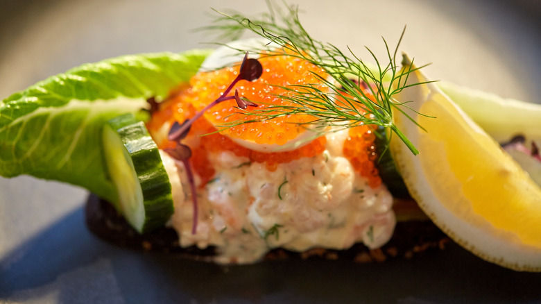 New Nordic dish shrimp and lemon