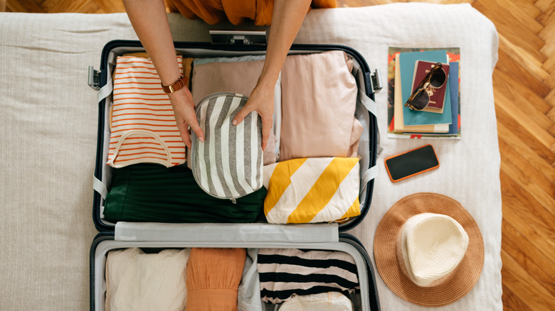 Overhead view of a suitcase