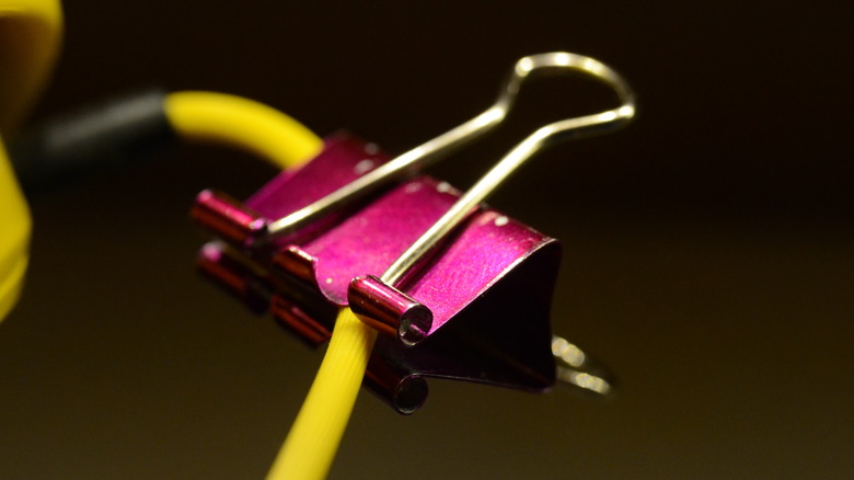 Binder clip on cord