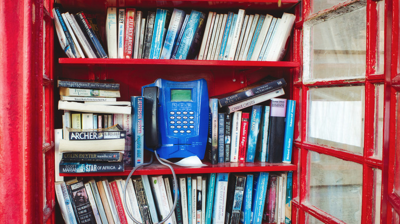phone box filled with books