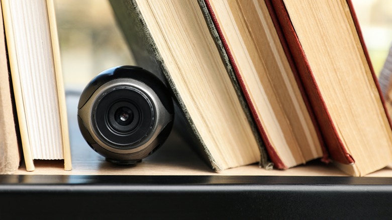 camera hidden in bookshelf