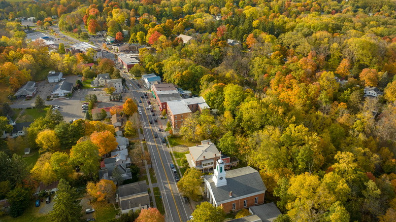 small town downtown autumn