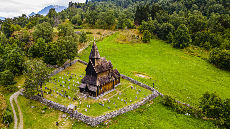 A wooden stave church in Urnes