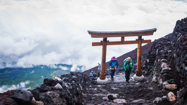 Hikers on Mount Fuji