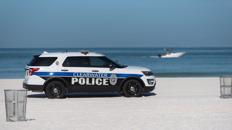 Clearwater Police SUV on Florida beach