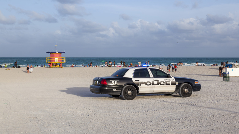 Police car on Miami beach