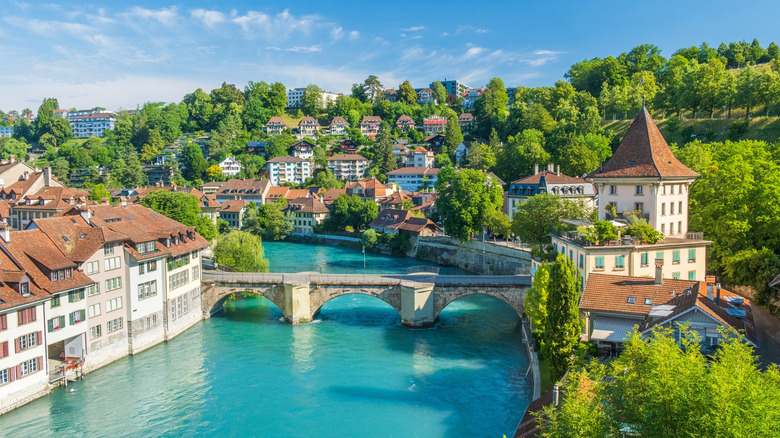 Aare River flows through Bern