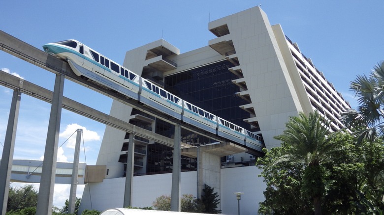 Disney Contemporary Resort monorail through hotel