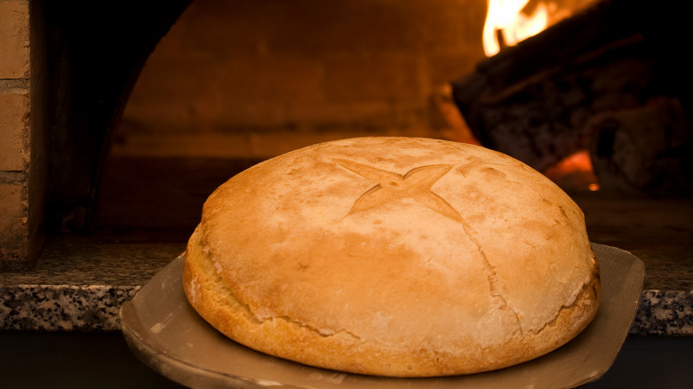 loaf next to bread oven