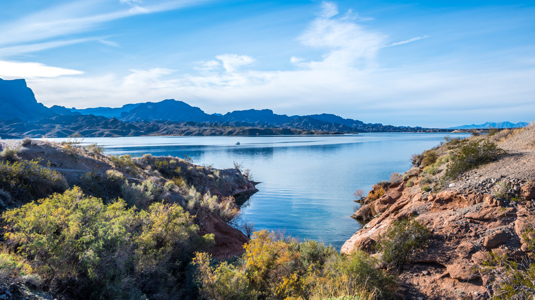 lake view backed by mountains