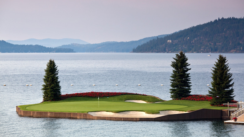 The floating green on Lake Coeur d'Alene