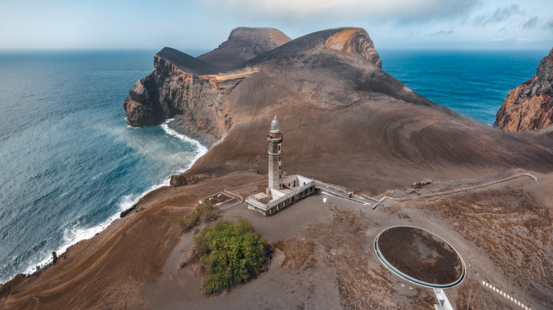 Lighthouse destroyed by the eruption