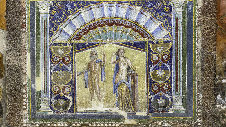 A colorful mosaic in a Herculaneum villa