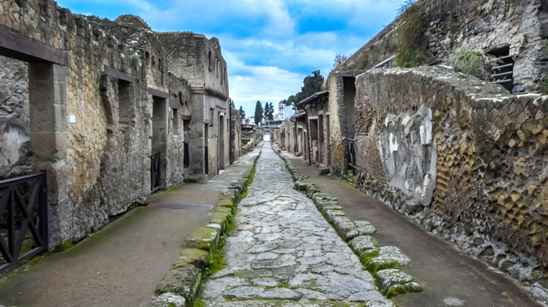 An ancient street in Archaeological Park of Herculaneum