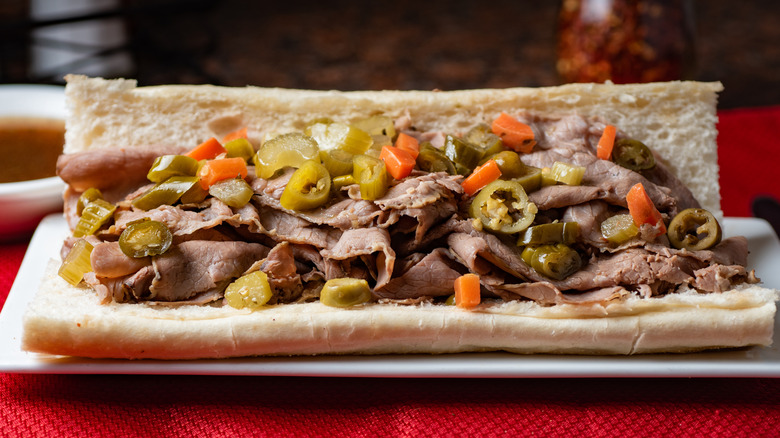 Italian beef sandwich with peppers