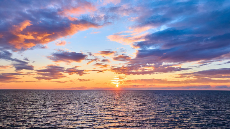 The sun setting over Lake Michigan, USA