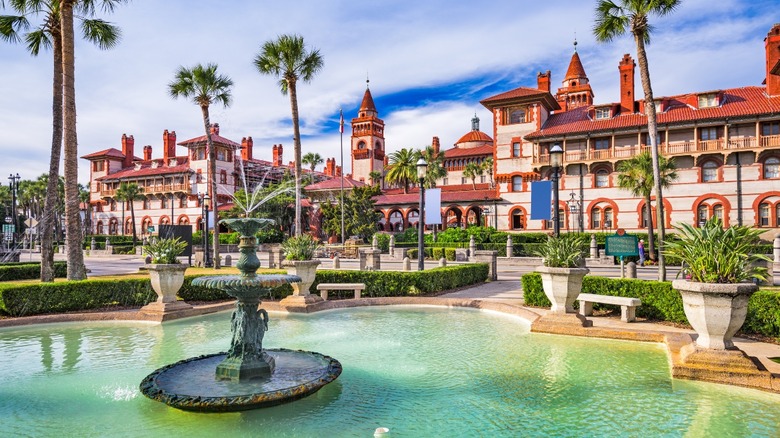 water feature in front of Flagler College