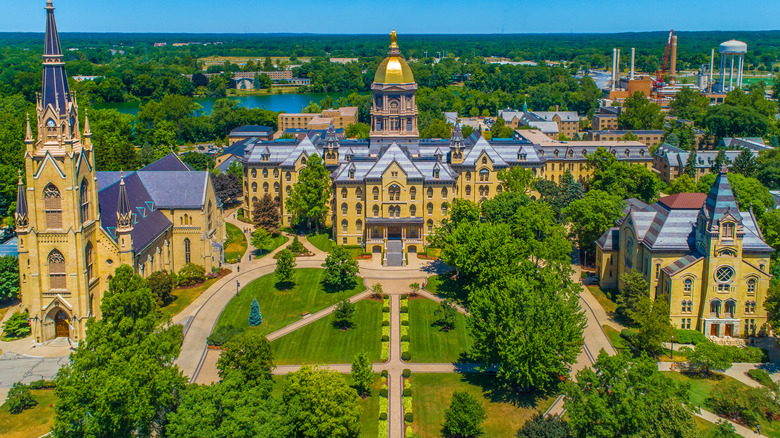bird's eye view of the University of Notre Dame