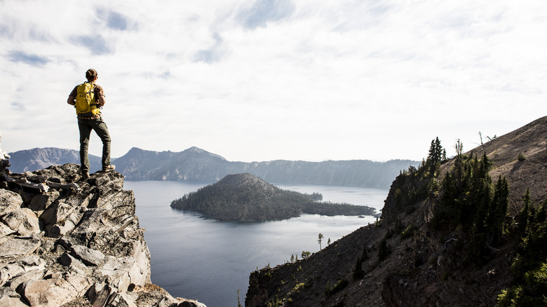 Hiker at Crater Lake