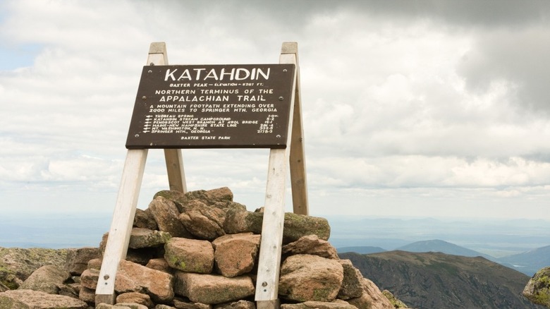 wooden Mount Katahdin sign