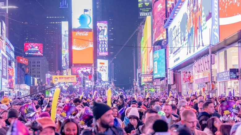 Visitors in Times Square during New Year's Eve