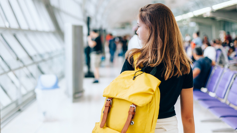 Teenage girl in airport