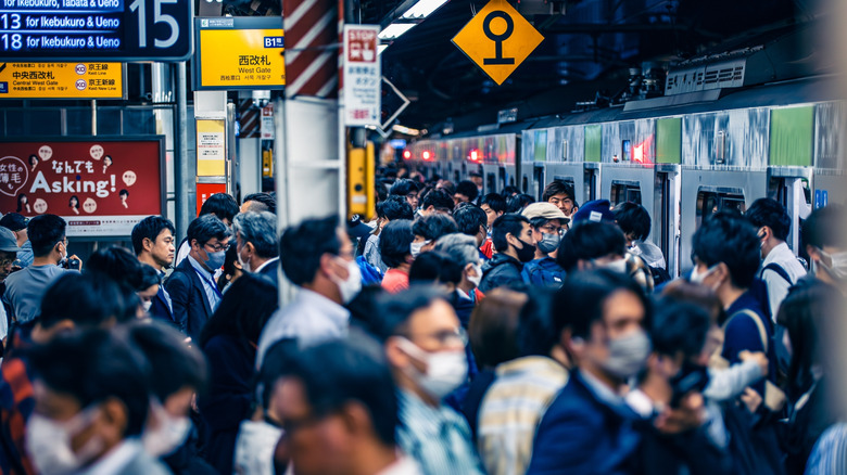 A busy train station in Tokyo.