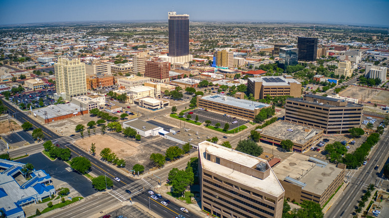 aerial view of downtown Amarillo