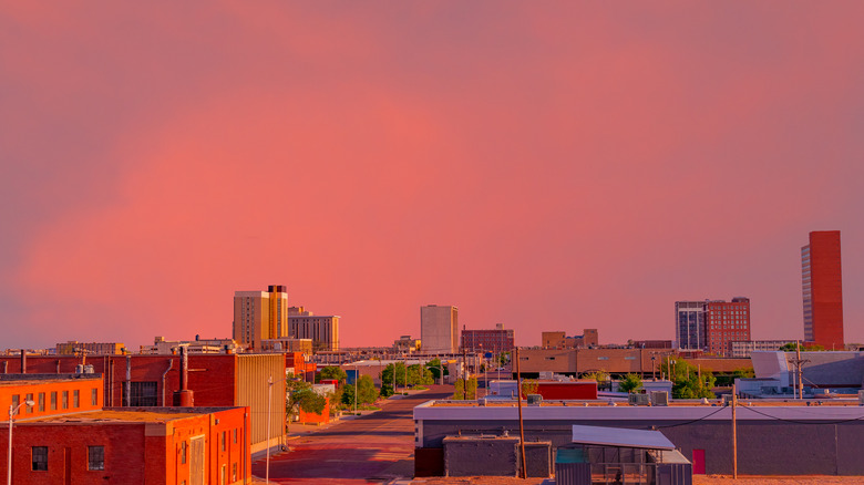 pink skies in Lubbock Texas