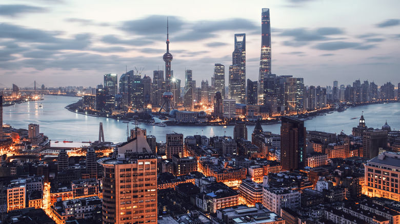 Shanghai's Bund area at dusk