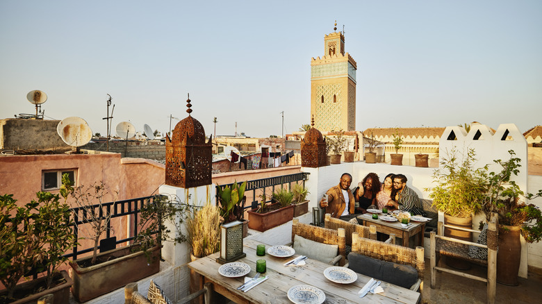 group of friends on a Marrakesh rooftop