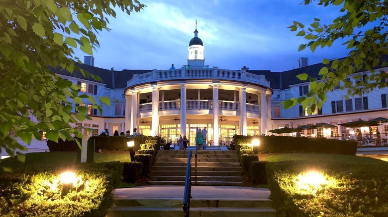 hotel grand entrance at night