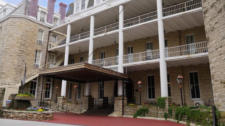 the 1886 Crescent Hotel's front entrance
