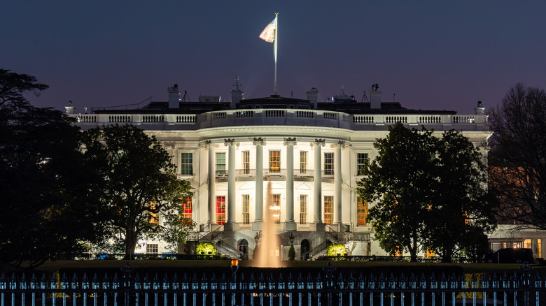 The White House at night