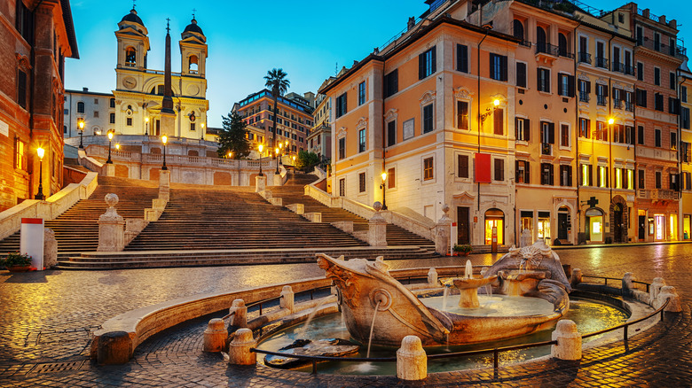 Spanish Steps in Rome at sunset