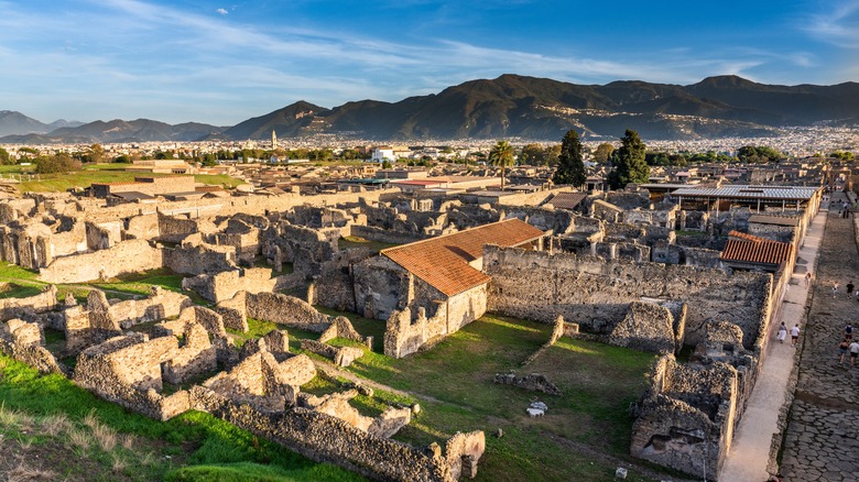 Aerial view of Pompeii, Italy