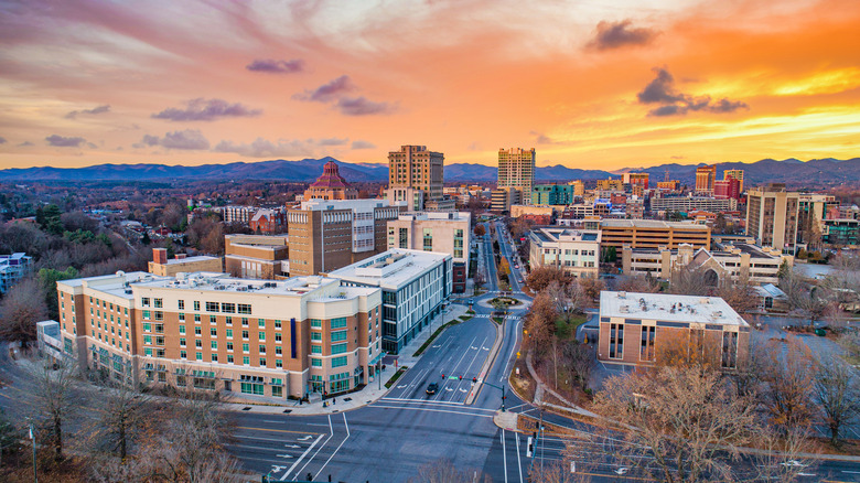 Aerial view of downtown Asheville