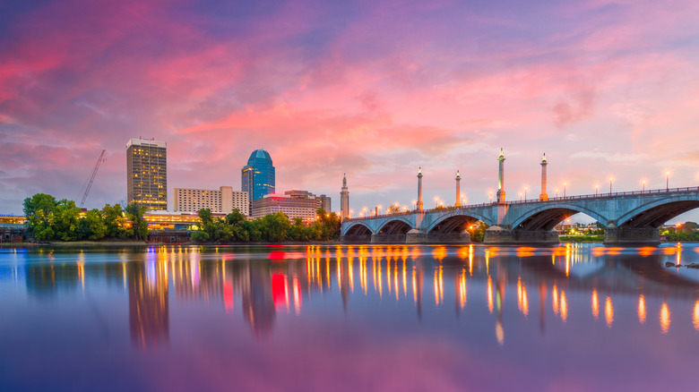 Springfield skyline at dusk