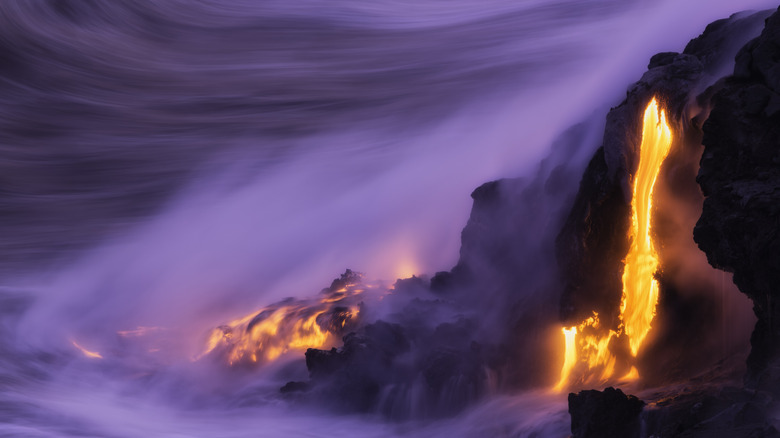 hawaii volcano pouring lava