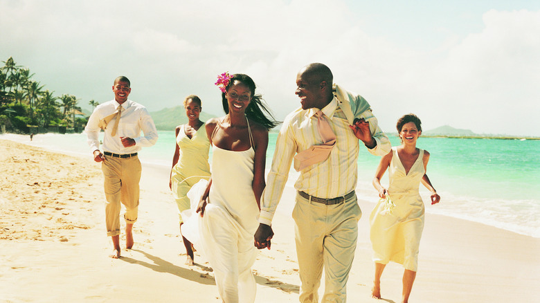 wedding party on beach