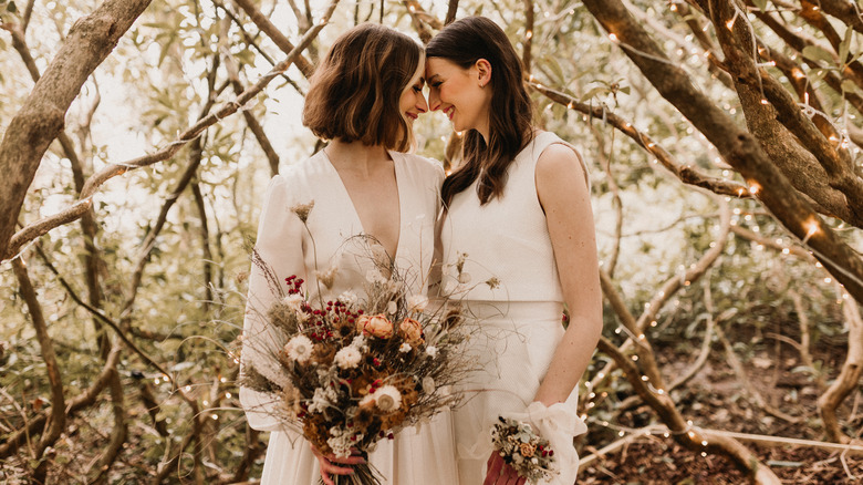 couple married among trees