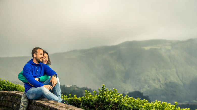 Embracing couple  in The Azores