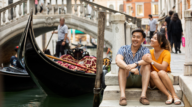 Delighted couple in Venice