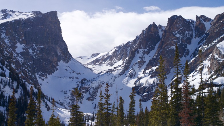 Snowy mountain peaks