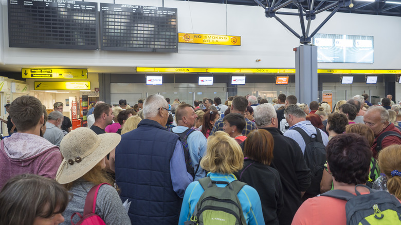 Giant crowd at Corfu Airport