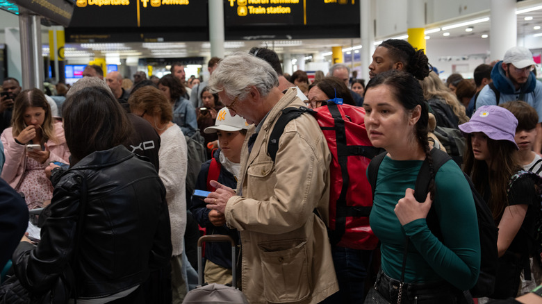 crowd at Gatwick Airport