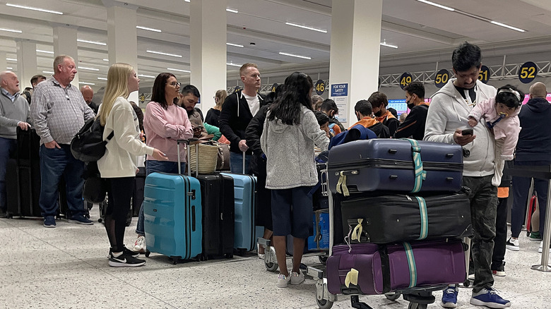 crowds at Manchester Airport