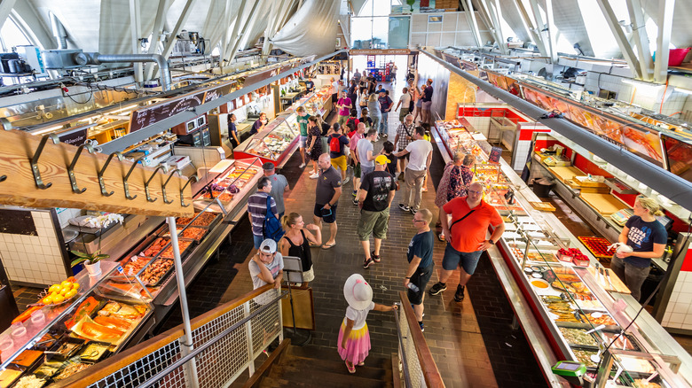 shoppers at Gothenburg fish market